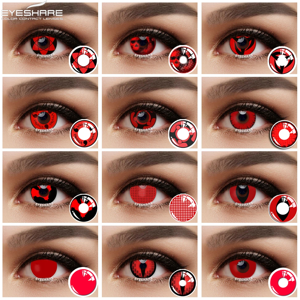 

Eyeshare 1 Pair Halloween Cosplay Color Contact Lenses Red Corled Lenses Beautiful Pupil Lenses Crazy Contacted Lens Eye Make Up