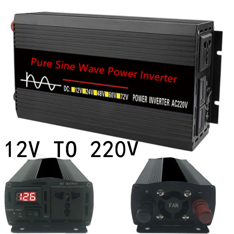 Инвертор 12 В 220 В чистый синусовый инвертор 12 В 220 В синусоидальный инвертор мощности 12 В 24 В постоянного тока в 110 В переменного тока волновой...
Инвертор 12 В 220 В чистый синусовый инвертор 12 В 220 В синусоидальный инвертор мощности 12 В 24 В постоянного тока в 110 В переменного тока волновой...