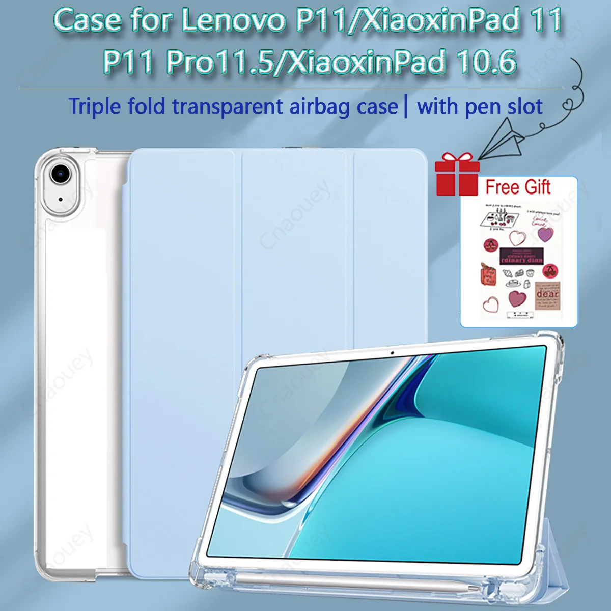 

Чехол с держателем для карандашей для Lenovo P11 Xiaoxin Pad J606 pro11,5 J706, чехол для M10 Plus (3-го поколения) Xiaoxin Pad 10,6, умный чехол