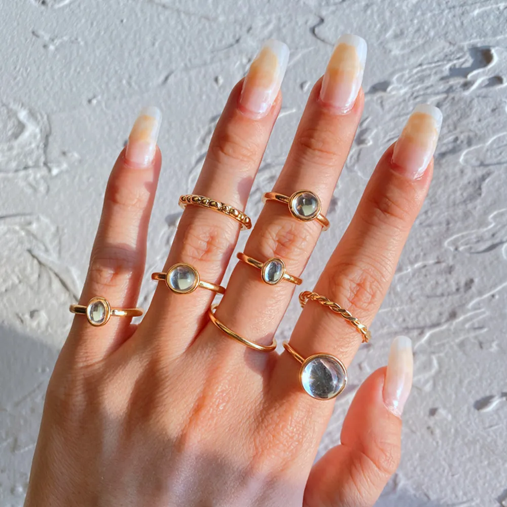 Korean Colorful Stone Rings Set for Women Girls Trendy Metal Chain Geometric Square Round Rings Jewelry Gifts Accessories
Korean Colorful Stone Rings Set for Women Girls Trendy Metal Chain Geometric Square Round Rings Jewelry Gifts Accessories