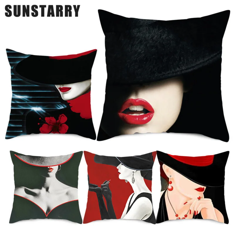 Decorative Pillow Case For Living Room Sofa Pillowcases Elegant Lady Pattern Red Black Cushion Cover Home Decor Pillow Case
Decorative Pillow Case For Living Room Sofa Pillowcases Elegant Lady Pattern Red Black Cushion Cover Home Decor Pillow Case