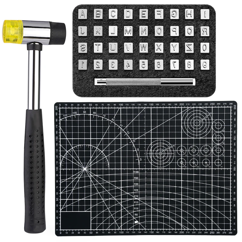 MIUSIE Leather Stamping Tool 36Pcs/Set Alphabet & Number Metal Punch Kit With Hammer And PVC Mat For DIY Leather Craft
MIUSIE Leather Stamping Tool 36Pcs/Set Alphabet & Number Metal Punch Kit With Hammer And PVC Mat For DIY Leather Craft