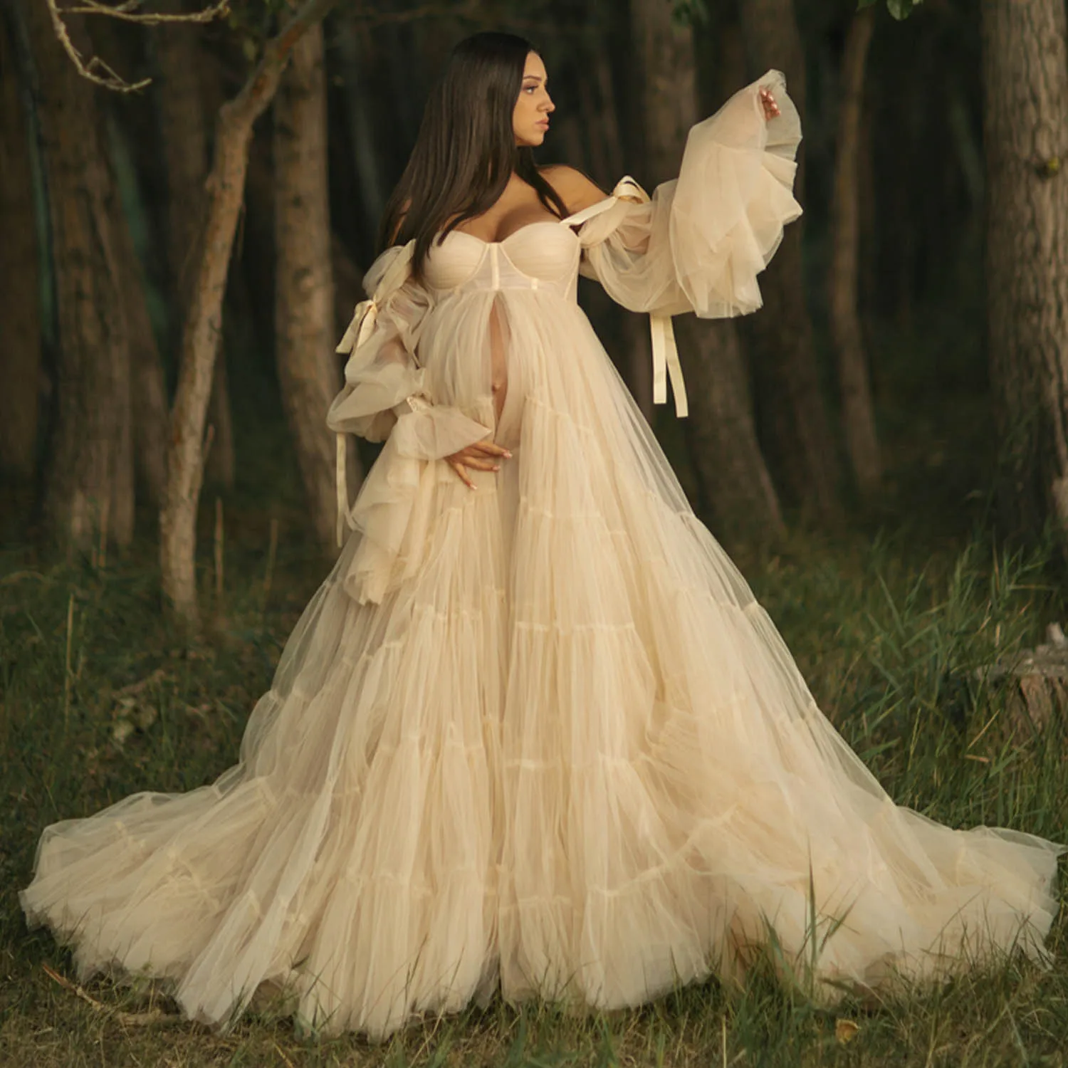 Maternity Dress Puffy Tulle Tiered Skirts Off The Shoulder Maternity Gown Photoshoot Outfit Maxi Dress Pregnancy Robe Sleepwear 
Maternity Dress Puffy Tulle Tiered Skirts Off The Shoulder Maternity Gown Photoshoot Outfit Maxi Dress Pregnancy Robe Sleepwear