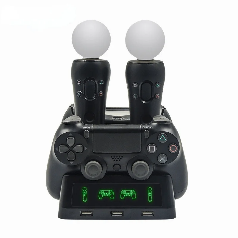 

Portable 4 In 1 PS4 Controller Charger Dock Station For Playstation 4 PS4 PSVR VR Move Charging Stand For PS MOVE Controllers