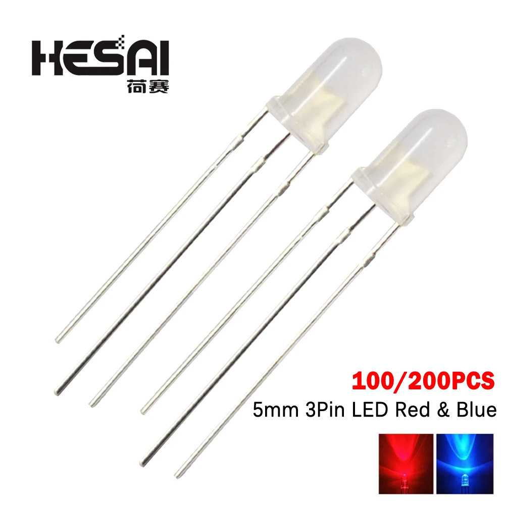 100/200PCS 5MM Diffused Two Color Common Anode/Cathode Round 3Pin LED Red & Blue Bi-Color Diode Light Emitting
100/200PCS 5MM Diffused Two Color Common Anode/Cathode Round 3Pin LED Red & Blue Bi-Color Diode Light Emitting