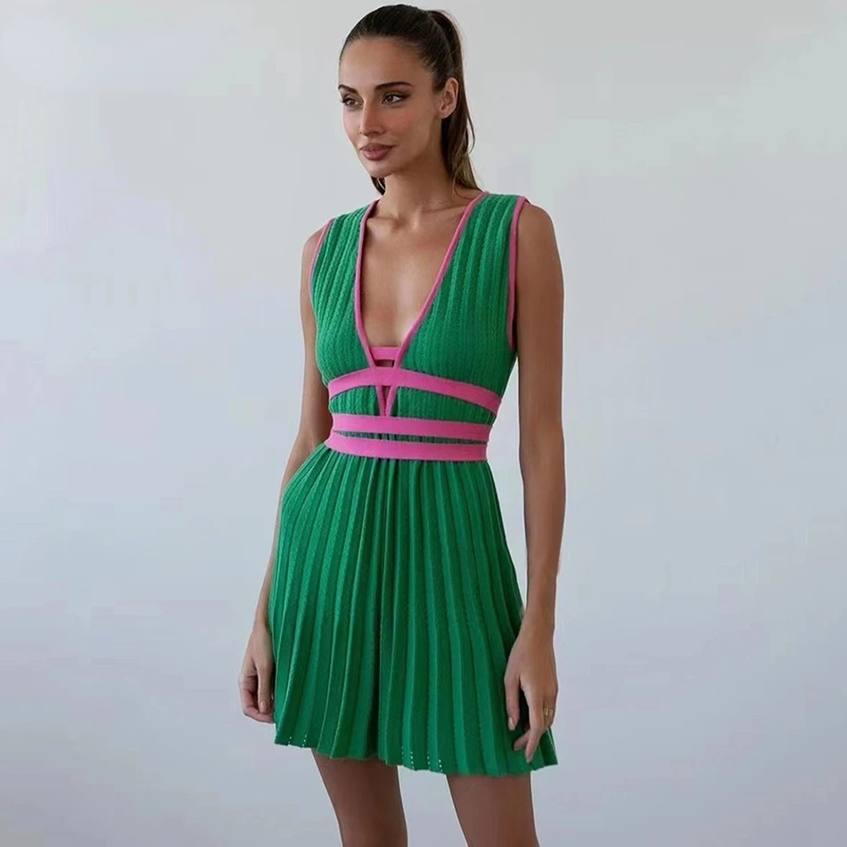 Free Shipping 2022 New Pleated Mini Dress Women Sexy V-neck Fashion Stitching Sleeveless Slim Dresses Female Party Vestidos
Free Shipping 2022 New Pleated Mini Dress Women Sexy V-neck Fashion Stitching Sleeveless Slim Dresses Female Party Vestidos