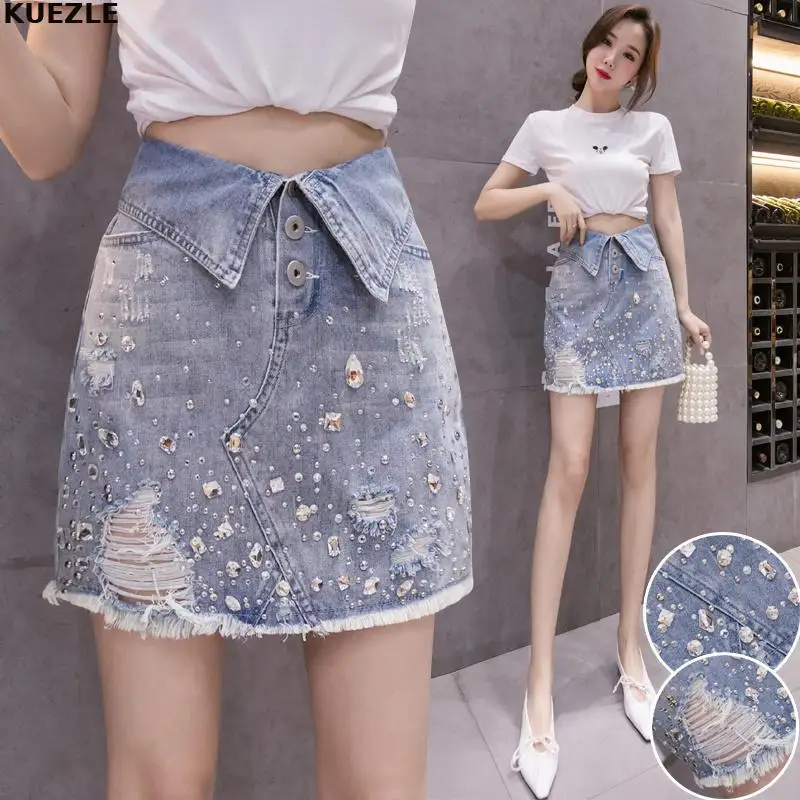 Shiny Denim Street Irregular Mini Skirt 2022 Summer Women High Waist Heavy Embroidery Hot Drilling Hollow A- Line Hip Skirts
Shiny Denim Street Irregular Mini Skirt 2022 Summer Women High Waist Heavy Embroidery Hot Drilling Hollow A- Line Hip Skirts