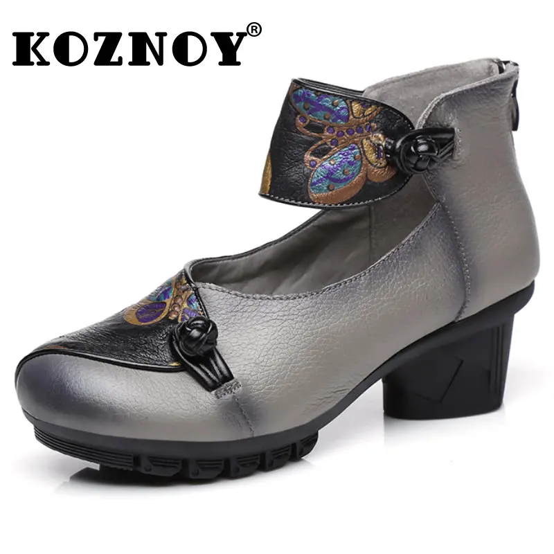 Koznoy 5CM Chunky Heels Pumps with Zipper Women Shoes Print Butterfly Ankle Boots Cow Genuine Leather Summer Females Ethnic Knot
Koznoy 5CM Chunky Heels Pumps with Zipper Women Shoes Print Butterfly Ankle Boots Cow Genuine Leather Summer Females Ethnic Knot