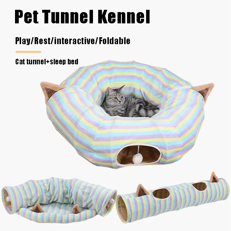 Colorful Striped Foldable Cat Tunnel Toy Scratch Resistant Cat Tunnel Bed Cat Toy Big Cat Kennel Play and Sleep In Tunnel
Colorful Striped Foldable Cat Tunnel Toy Scratch Resistant Cat Tunnel Bed Cat Toy Big Cat Kennel Play and Sleep In Tunnel