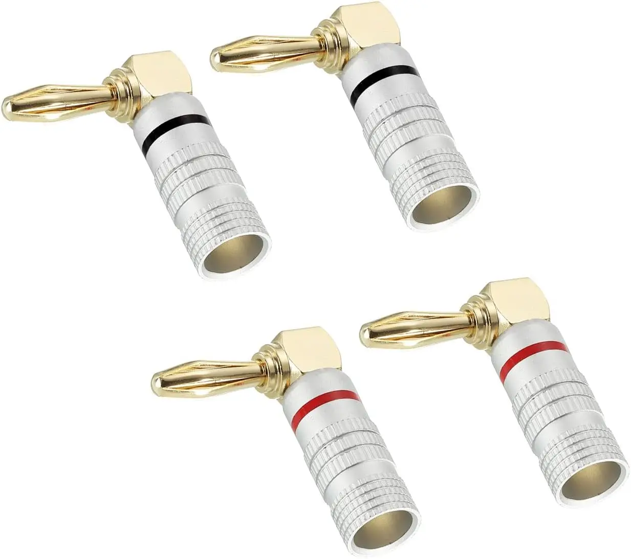 Banana Plugs 90 Degree Speaker Banana Plugs Closed Screw Type 4mm Gold-Plated Copper Red Black for Speaker Wires
Banana Plugs 90 Degree Speaker Banana Plugs Closed Screw Type 4mm Gold-Plated Copper Red Black for Speaker Wires