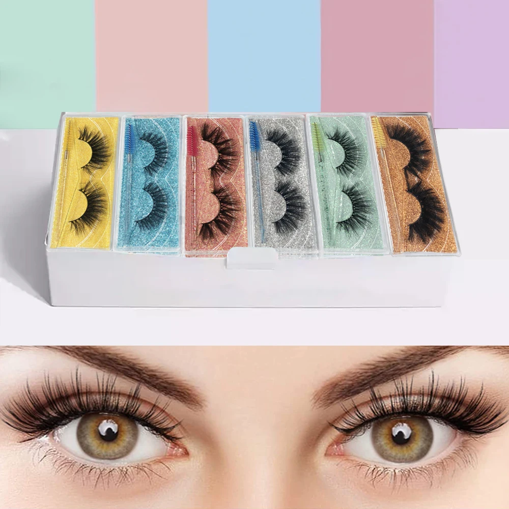 

Mink Eyelashes Wholesale With Color Brush Lashes Bulk Fluffy Natural Wispy Dramatic Fake Eye Lash 3D Messy Vendors Packaging