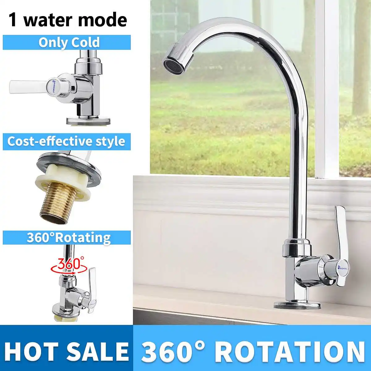 New Kitchen Faucets Sink Water Basin Faucet 360 Rotation Single Holder Single Hole Stainless Steel Cold Tap Water Faucet Sink
New Kitchen Faucets Sink Water Basin Faucet 360 Rotation Single Holder Single Hole Stainless Steel Cold Tap Water Faucet Sink