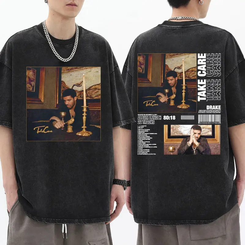 Hip Hop Rapper Drake Take Care Album Print T Shirt Men Harajuku Gothic Washed Vintage Black Short Sleeve Tshirt Streetwear Tops
Hip Hop Rapper Drake Take Care Album Print T Shirt Men Harajuku Gothic Washed Vintage Black Short Sleeve Tshirt Streetwear Tops