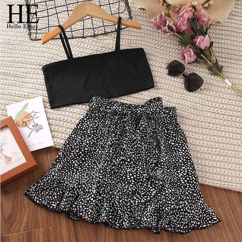 HE Hello Enjoy 2022 New 2Pcs Girls Sets Teenager Clothes Casual Sling Top + Polka Dot lace Skirt Suits Summer Kids Clothing
HE Hello Enjoy 2022 New 2Pcs Girls Sets Teenager Clothes Casual Sling Top + Polka Dot lace Skirt Suits Summer Kids Clothing