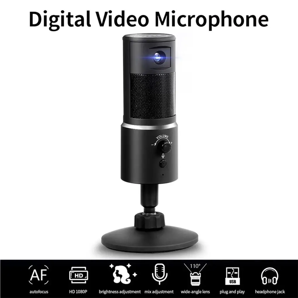 Цифровой видеомикрофон, конденсаторный микрофон для записи + камера 1080P, Hi-Fi, стереомикрофон, подключи и работай, черный
Цифровой видеомикрофон, конденсаторный микрофон для записи + камера 1080P, Hi-Fi, стереомикрофон, подключи и работай, черный