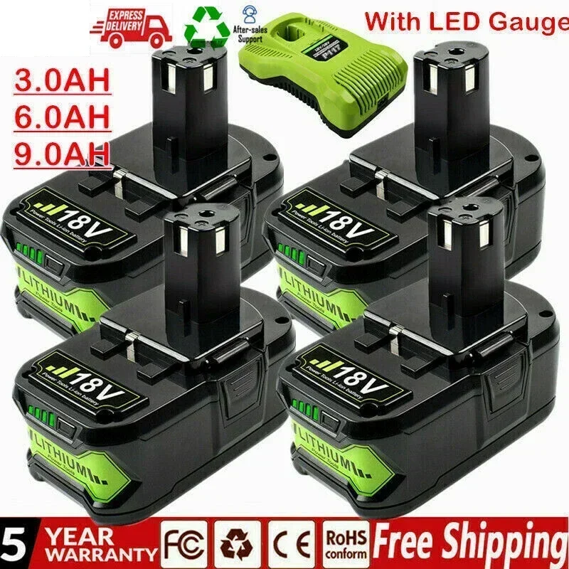Для RYOBI P108 18 В One + Plus 6 0 Ач аккумулятор большой емкости литий-ионный и NiCad зарядное