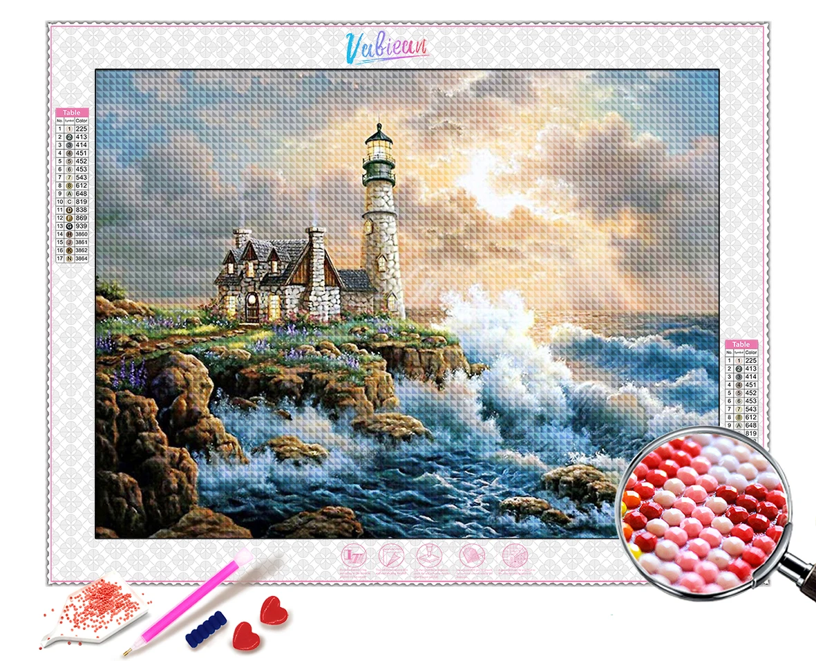 5D DIY Full Drills Landscape Lighthouse Seaside Diamond Painting kit Round Diamond Embroidery Cross Stitch Mosaic Home
5D DIY Full Drills Landscape Lighthouse Seaside Diamond Painting kit Round Diamond Embroidery Cross Stitch Mosaic Home