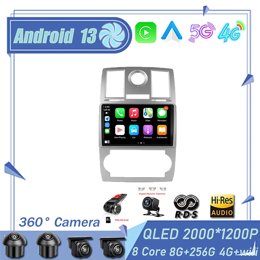 

Автомобильная Мультимедийная система, автомагнитола на Android 13, для Chrysler 300C, 2004-2007, с GPS, камерой Carplay 360, QLED экраном, Wi-Fi, типоразмер 2DIN