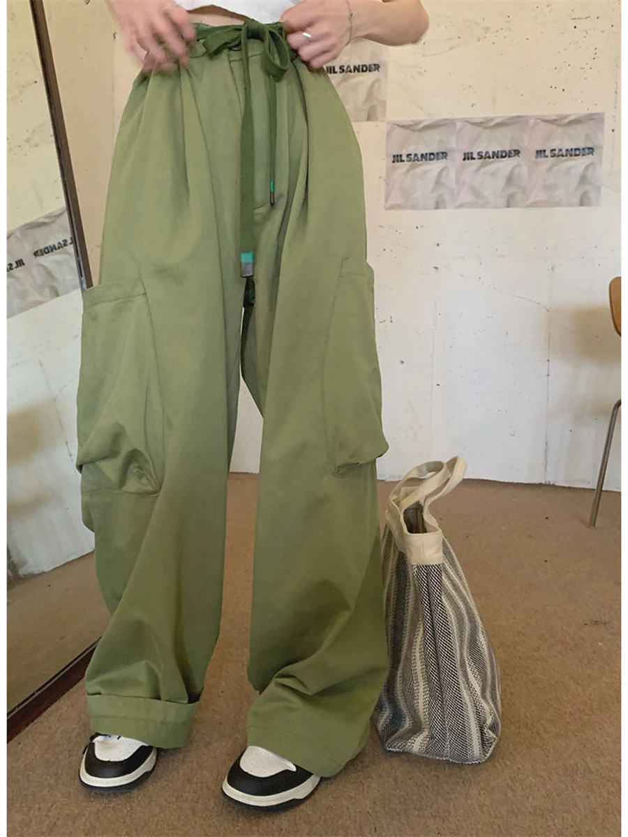 Women Casual Bandage Long Cargo Pants Vintage High Waist Solid Color Wide Leg Pockets Straight Loose Pants Streetwear Trousers
Women Casual Bandage Long Cargo Pants Vintage High Waist Solid Color Wide Leg Pockets Straight Loose Pants Streetwear Trousers