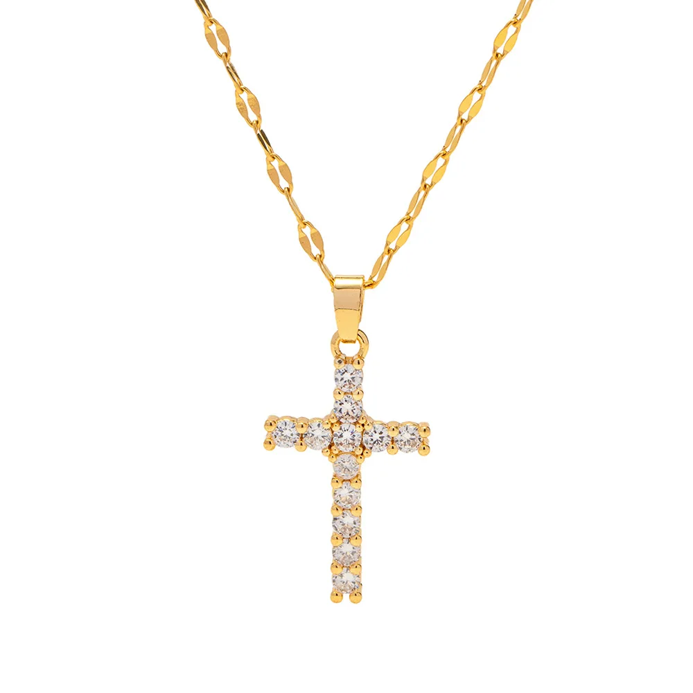 Stainless Steel PVD 18K Gold Plated Tarnish Waterproof Full Crystal Cross Pendant Necklace For Woman Jewelry Wholesale Trendy
Stainless Steel PVD 18K Gold Plated Tarnish Waterproof Full Crystal Cross Pendant Necklace For Woman Jewelry Wholesale Trendy