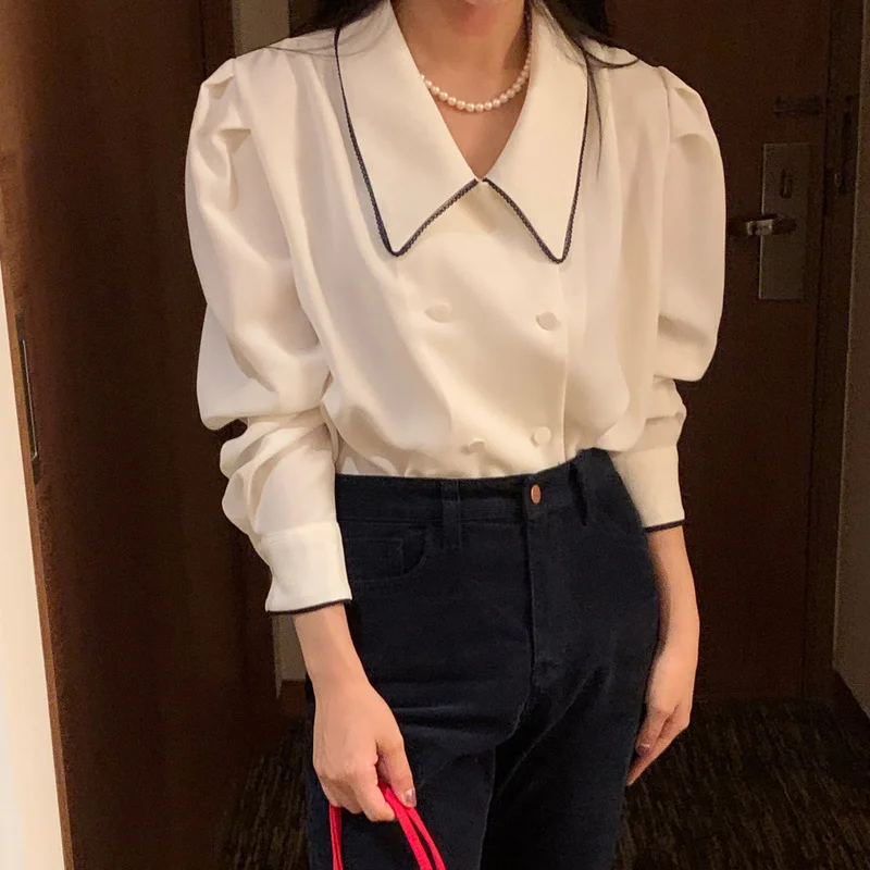 Spring Summer Female Fashion Korean Vintage Long Sleeve Loose Solid Blouse Women Casual Chiffon Shirts Tops Women's Shirt
Spring Summer Female Fashion Korean Vintage Long Sleeve Loose Solid Blouse Women Casual Chiffon Shirts Tops Women's Shirt
