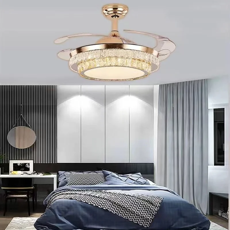 42" Gold Luxury Crystal Ceiling Fans With Light Decorative DC 110V 220V Fan Lamp Remote Control Hanging Crystal Lighting
42" Gold Luxury Crystal Ceiling Fans With Light Decorative DC 110V 220V Fan Lamp Remote Control Hanging Crystal Lighting