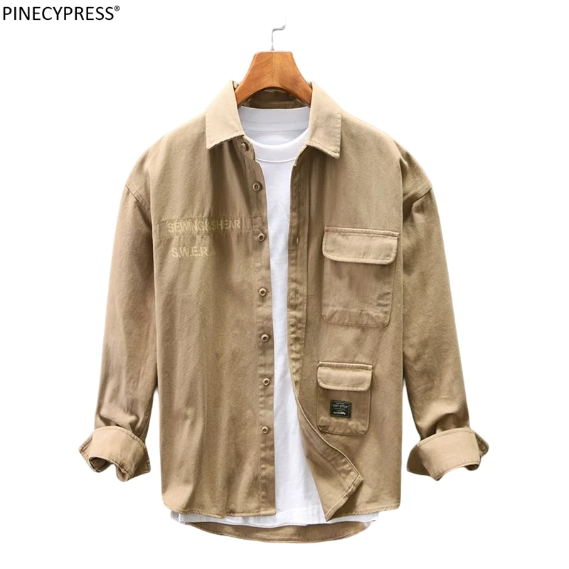100% Cotton Autumn Man Casual Shirt Single Breasted Letters Print Male Clothing Turn Down Collar Long Sleeve Pockets Men Shirts
100% Cotton Autumn Man Casual Shirt Single Breasted Letters Print Male Clothing Turn Down Collar Long Sleeve Pockets Men Shirts