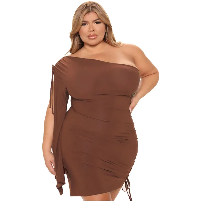 Sexy One Shoulder Long Sleeve Bodycon Mini Dress Women Drawstring Ruched Slim Fit Elegant Party Dress Plus Size Clubwear Vestido
Sexy One Shoulder Long Sleeve Bodycon Mini Dress Women Drawstring Ruched Slim Fit Elegant Party Dress Plus Size Clubwear Vestido