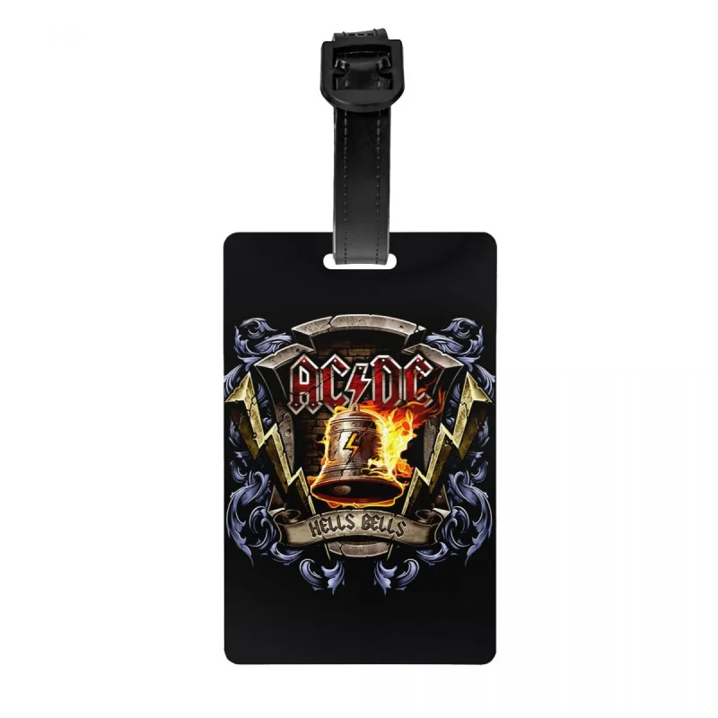 

Custom Retro Rock Hells Bells AC DC Luggage Tag Privacy Protection Baggage Tags Travel Bag Labels Suitcase