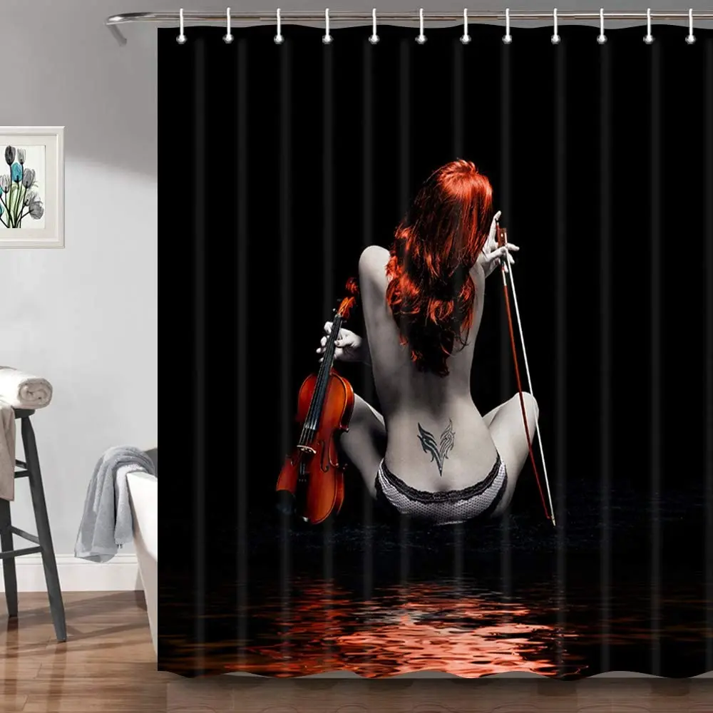 Sexy Woman Shower Curtains Pretty Naked Tattoo Girl with Violin In Black Fabric Shower Curtain Modern Body Art Bathroom Curtain
Sexy Woman Shower Curtains Pretty Naked Tattoo Girl with Violin In Black Fabric Shower Curtain Modern Body Art Bathroom Curtain