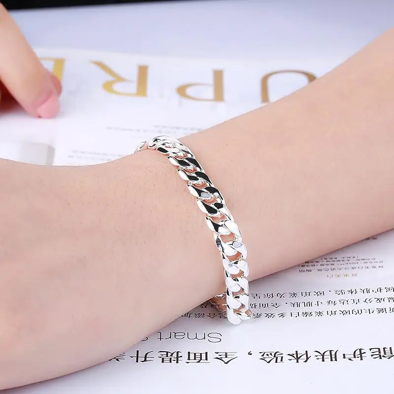 Men's Jewelry Bracelet 925 Sterling Silver 10mm Width 20cm Thick Exquisite Fashion Square Buckle Bracelet Male Bangle Jewelry
Men's Jewelry Bracelet 925 Sterling Silver 10mm Width 20cm Thick Exquisite Fashion Square Buckle Bracelet Male Bangle Jewelry