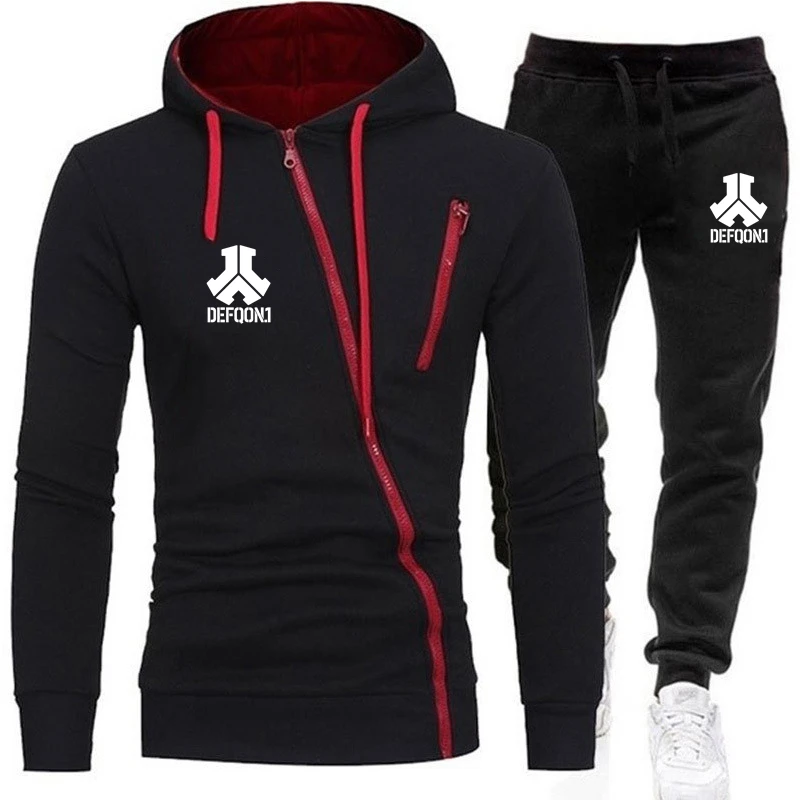 

Spring Selling Defqon.1 Prints Rock Exquisite Sets Customizable Logo Men Diagonal Zipper Hoodie Casual Set Critically Acclaimed