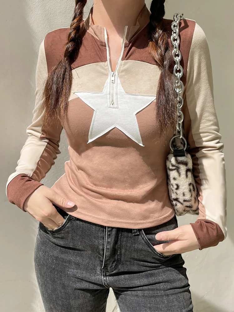 WeiYao Contrast Patchwork Long Sleeve Grunge T-Shirts Women Star Patches Aesthetic Vintage Clothes Zip Up Casual Sweats Tops
WeiYao Contrast Patchwork Long Sleeve Grunge T-Shirts Women Star Patches Aesthetic Vintage Clothes Zip Up Casual Sweats Tops