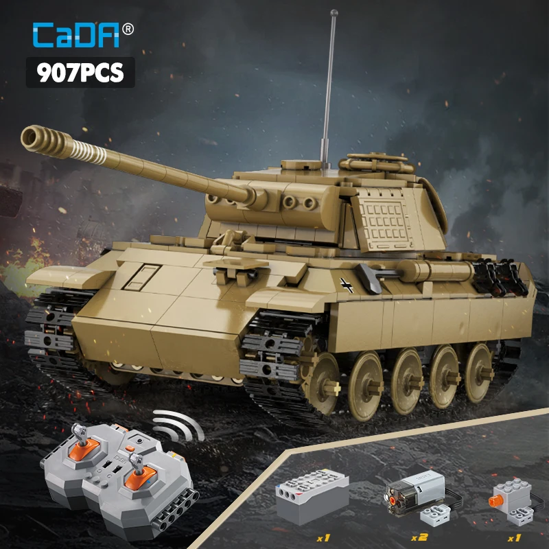 Remote Control Panther Tank Technical Military War Defense Weapons 907 pcs Building Blocks Bricks RC Tank Toys for Boy Kids Gift
Remote Control Panther Tank Technical Military War Defense Weapons 907 pcs Building Blocks Bricks RC Tank Toys for Boy Kids Gift