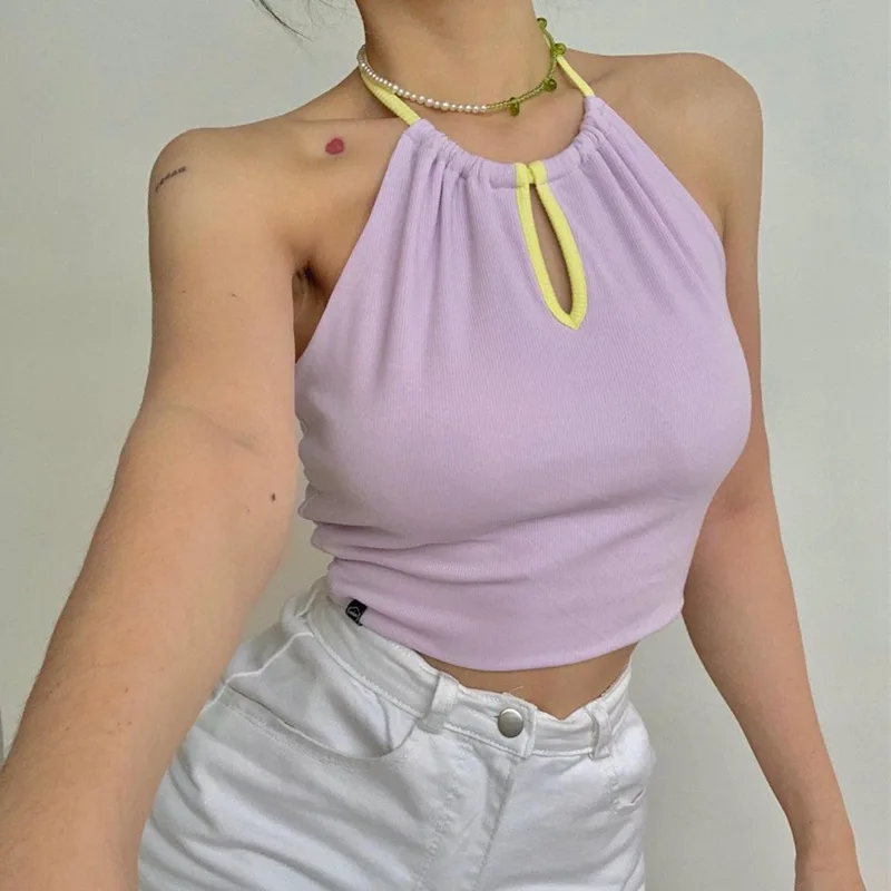 XIYUU Sweet Solid Color Women Openwork Backless Hanging Neck Vest Summer Strap Crop Top Sleeveless F42F
XIYUU Sweet Solid Color Women Openwork Backless Hanging Neck Vest Summer Strap Crop Top Sleeveless F42F