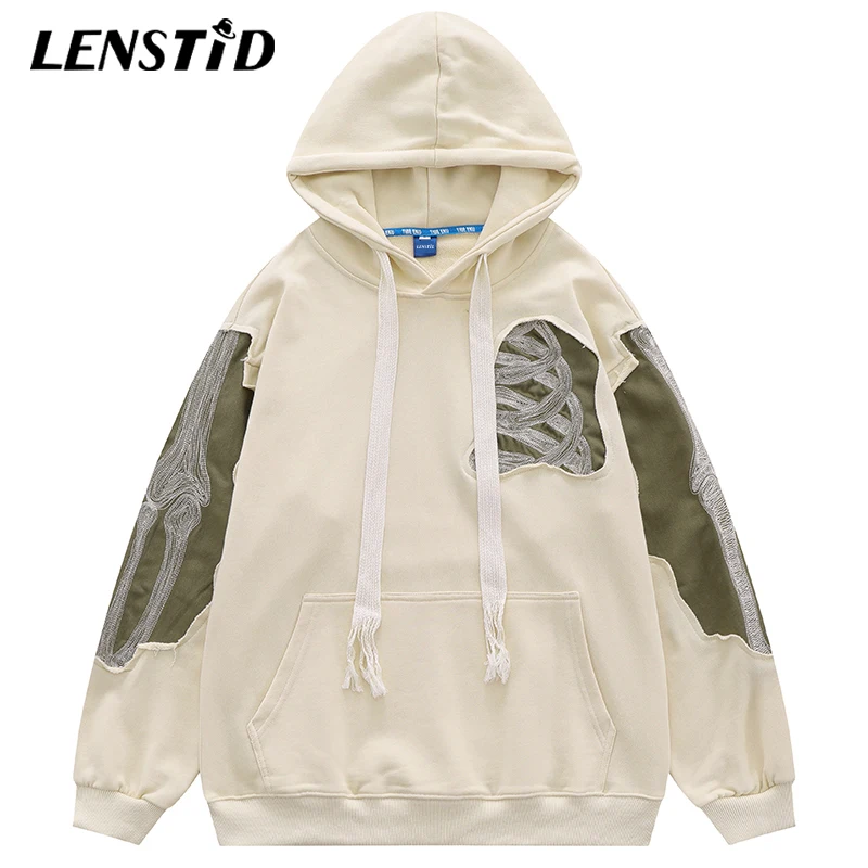 LENSTID Autumn Men Pullover Hoodies Hip Hop Skeleton Embroidery Patchwork Streetwear Harajuku Casual Hooded Sweatshirts Hipster
LENSTID Autumn Men Pullover Hoodies Hip Hop Skeleton Embroidery Patchwork Streetwear Harajuku Casual Hooded Sweatshirts Hipster