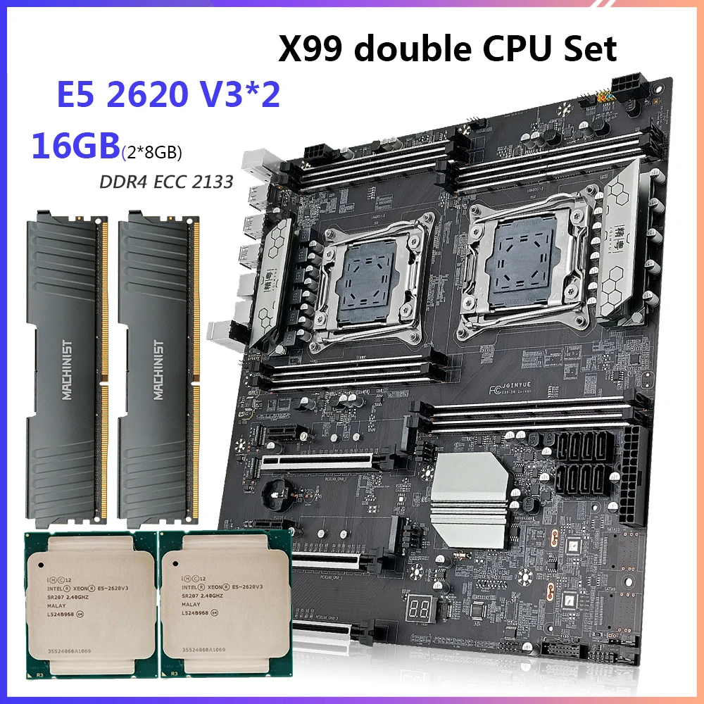 Комплект материнской платы JGINYUE X99 с 2 процессорами Xeon E5 2620 V3 CPU 2 × 8 ГБ = 16 Гб DDR4 память ECC REG LGA 2011-3ott-channe
Комплект материнской платы JGINYUE X99 с 2 процессорами Xeon E5 2620 V3 CPU 2 × 8 ГБ = 16 Гб DDR4 память ECC REG LGA 2011-3ott-channe