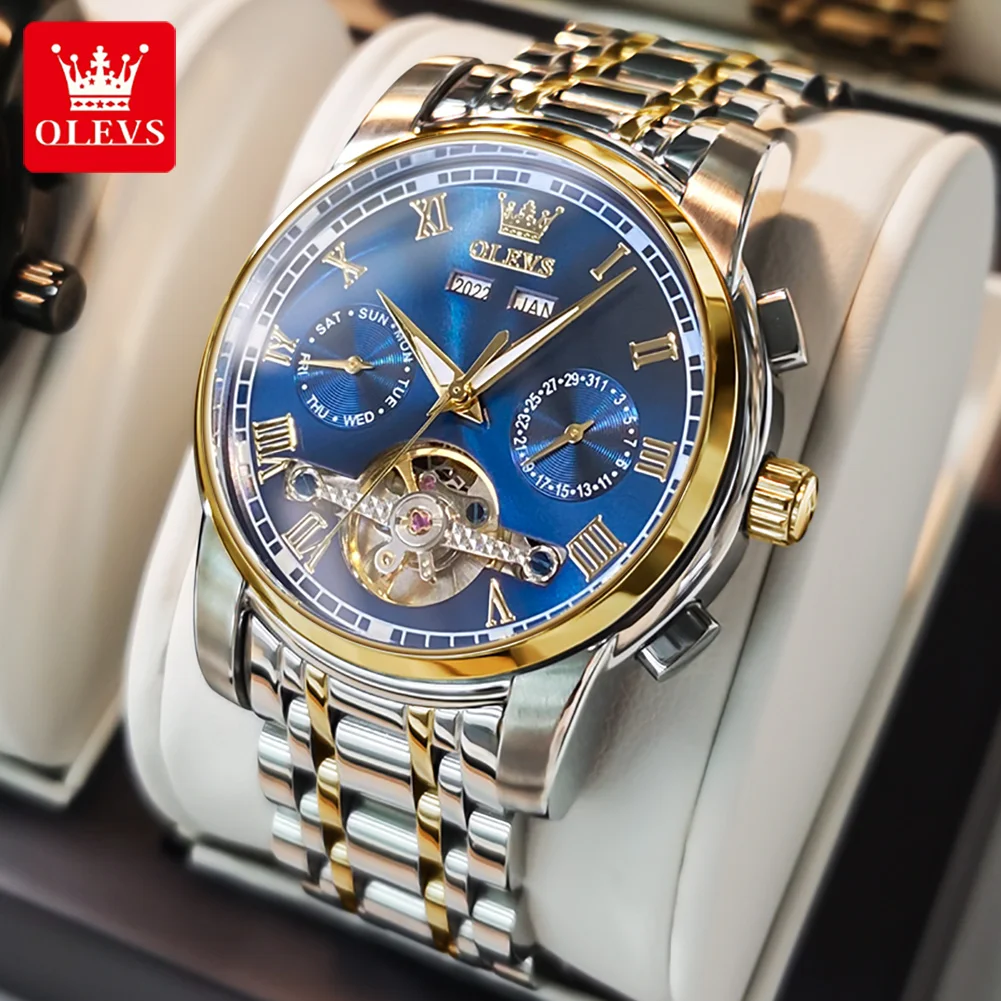 OLEVS 6607 Automatic Mechanical Clock Business Wristwatches Waterproof Stainless Steel Strap Skeleton Calendar Watch for Man
OLEVS 6607 Automatic Mechanical Clock Business Wristwatches Waterproof Stainless Steel Strap Skeleton Calendar Watch for Man