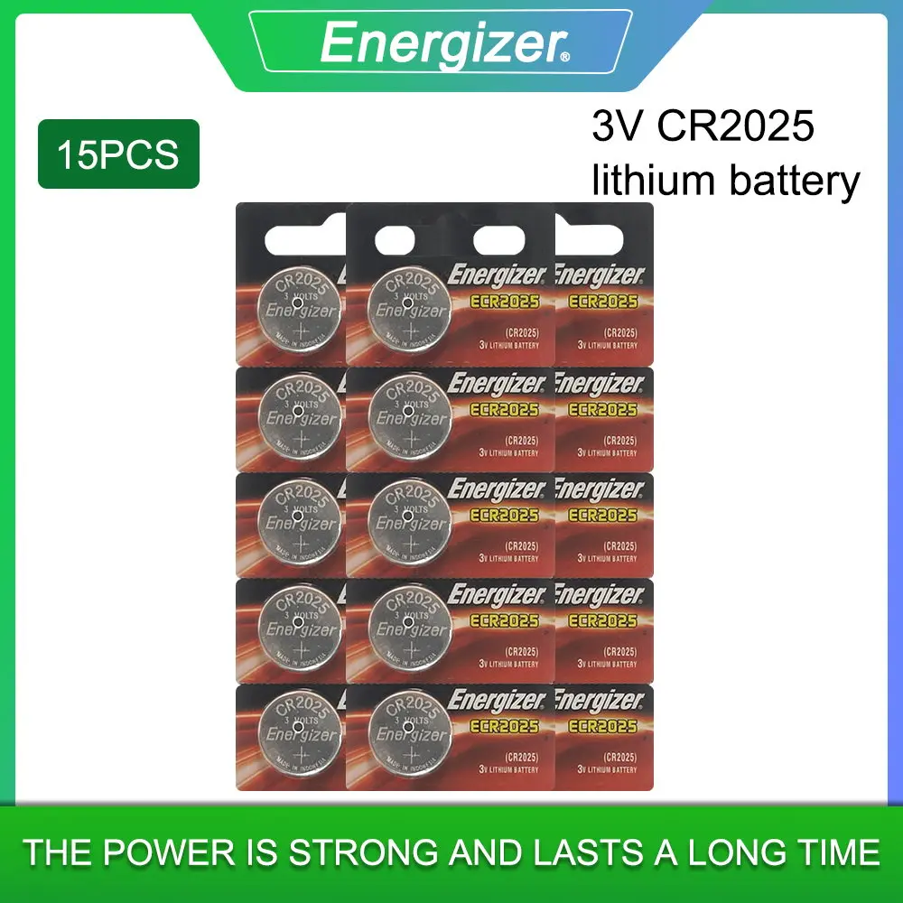

15PCS Original Energizer CR2025 DL2025 DLCR 2025 3V Lithium Batteries For Watch Toys Calculator Weight Scale Button Cell Battery