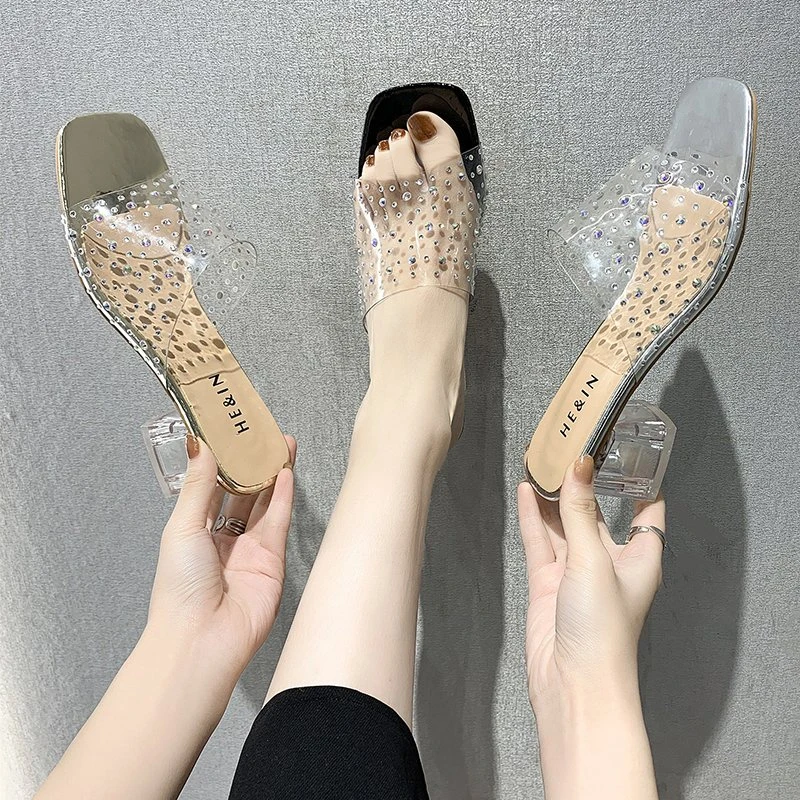 2022 Fashion PVC Transparent Rhinestone Slippers Women Sexy High Heels Square Toe Ladies Shoes Shallow Sandals Slippers Women
2022 Fashion PVC Transparent Rhinestone Slippers Women Sexy High Heels Square Toe Ladies Shoes Shallow Sandals Slippers Women