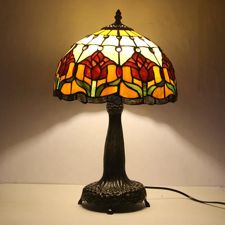 LongHuiJing Tiffany Table Lamp Red Stained Glass Tulip Lampshade 12Inches Desk Reading Light With Metal Base
LongHuiJing Tiffany Table Lamp Red Stained Glass Tulip Lampshade 12Inches Desk Reading Light With Metal Base