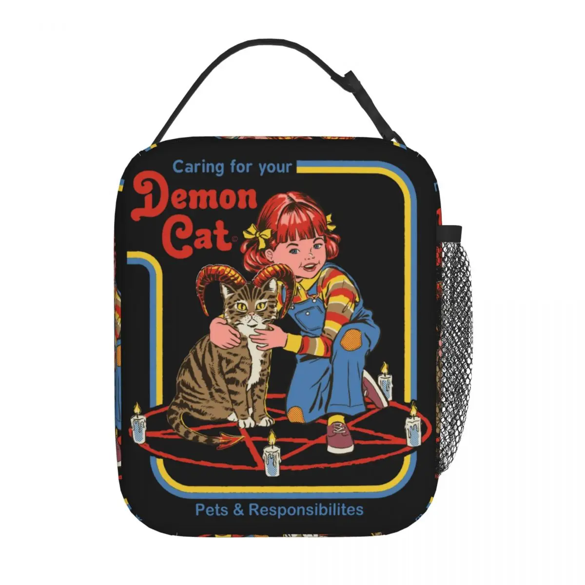 

Оккультистическая изолированная сумка для ланча с изображением темных искусств, аксессуары в виде ад-демона, кошки, винтажные сумочки среднего века для еды с ужасом, сатаной, охлаждающие термопакеты для еды