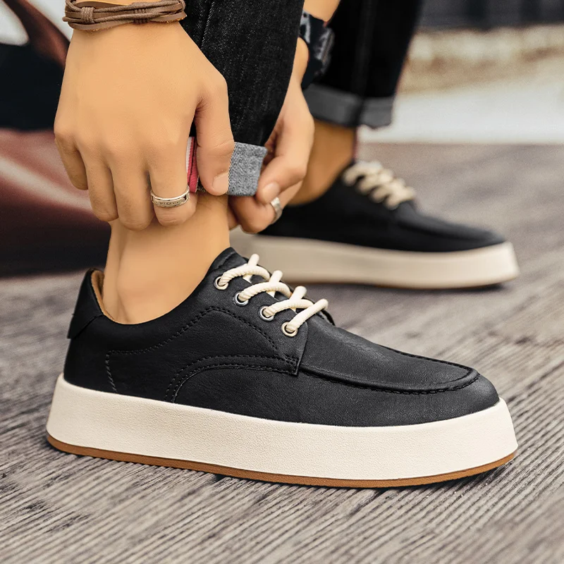 Autumn New Fashion Leather Vulcanized Shoes for Men Versatile Casual Sneakers Chunky Heels Platform Shoes
Autumn New Fashion Leather Vulcanized Shoes for Men Versatile Casual Sneakers Chunky Heels Platform Shoes
