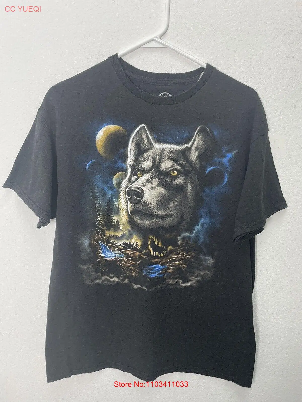 Мужская футболка с рисунком ODM Wolf Howling Moon Wilderness большой размер из 100% хлопка