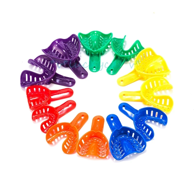 

new 12Pcs Professional mixColor Dental Impression Trays Plastic Teeth Holder Dental lab tool For Adult Children Oral Care Tool
