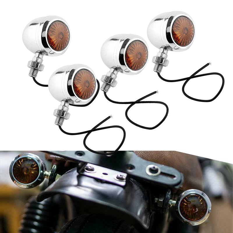 4pcs 12V Amber Motorbike Mini Bullet Turn Signal Light Blinker Indicator Radial Type Lens With 10mm Mounting Bolt Accessories
4pcs 12V Amber Motorbike Mini Bullet Turn Signal Light Blinker Indicator Radial Type Lens With 10mm Mounting Bolt Accessories