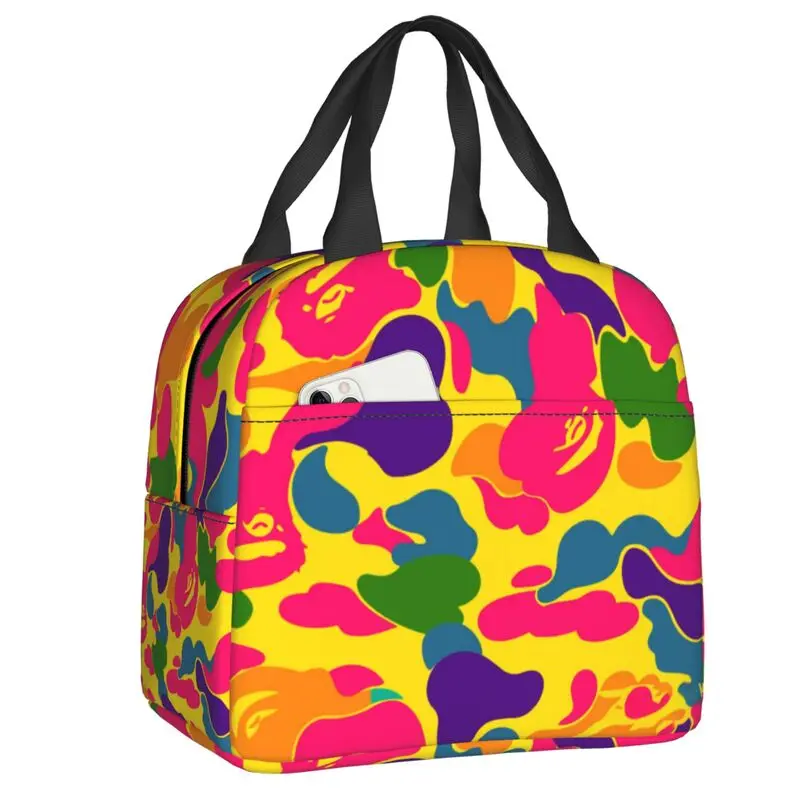 

Camo Pattern Lunch Bag Psychedelic Camouflage Cooler Thermal Insulated Bento Box For Women Children Picnic Travel Food Tote Bags