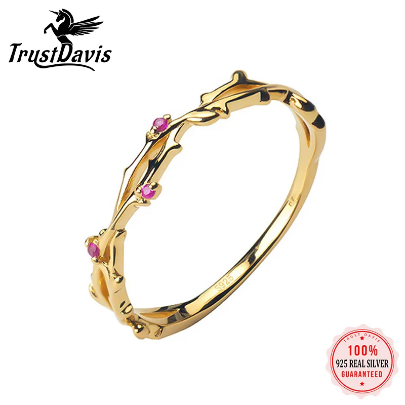 TrustDavis Real 925 Sterling Silver Fashion Golden Branches Pink CZ Opening Finger Ring For Women Valentine's Day Jewelry DD722
TrustDavis Real 925 Sterling Silver Fashion Golden Branches Pink CZ Opening Finger Ring For Women Valentine's Day Jewelry DD722