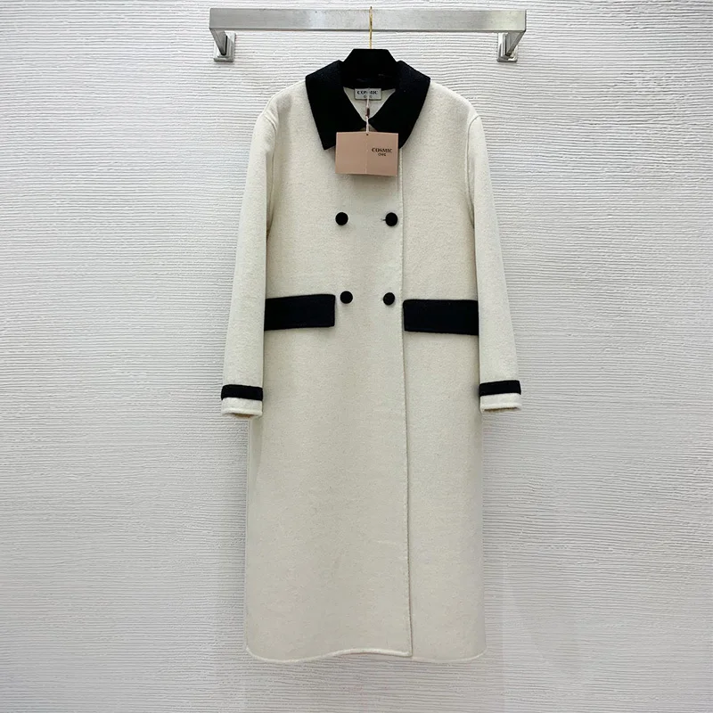 High Quality 100% Wool Black White Coat Woman Winter Elegant Lapel Double Breasted Pockets Long Coats Lady Runway Warm Outerwear
High Quality 100% Wool Black White Coat Woman Winter Elegant Lapel Double Breasted Pockets Long Coats Lady Runway Warm Outerwear