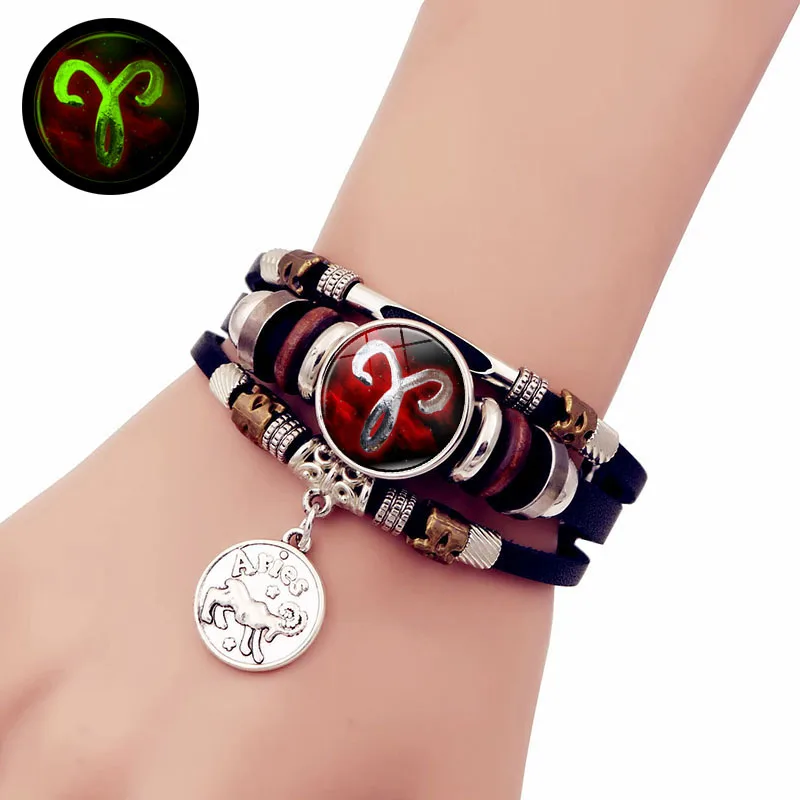 Luminous 12 Zodiac Sign Constellation Charm Bracelet for Men Women Jewelry Birthday Gift Multilayer Punk Leather Bangle Bracelet
Luminous 12 Zodiac Sign Constellation Charm Bracelet for Men Women Jewelry Birthday Gift Multilayer Punk Leather Bangle Bracelet